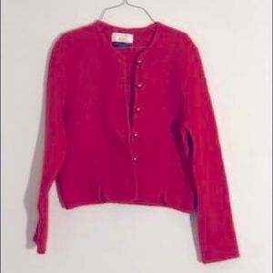 Vintage Red Tally Ho Women's 100% Wool Cardigan